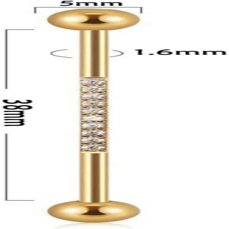 14G CZ Industrial Barbell Earrings Surgical Steel Cubic Zircon Industrial Bar Long Cartilage Helix Piercing Barbell