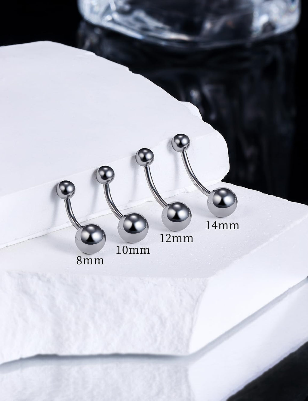 14G 16G Astm F136 Titanium Belly Button Ring Piercing Jewelry Navel Rings Stud G23 Solid Titanium Belly Button Rings Barbell Piercing Jewelry for Women 8MM 10MM 12MM 14MM Bars - 我的商店我的商店我的商店