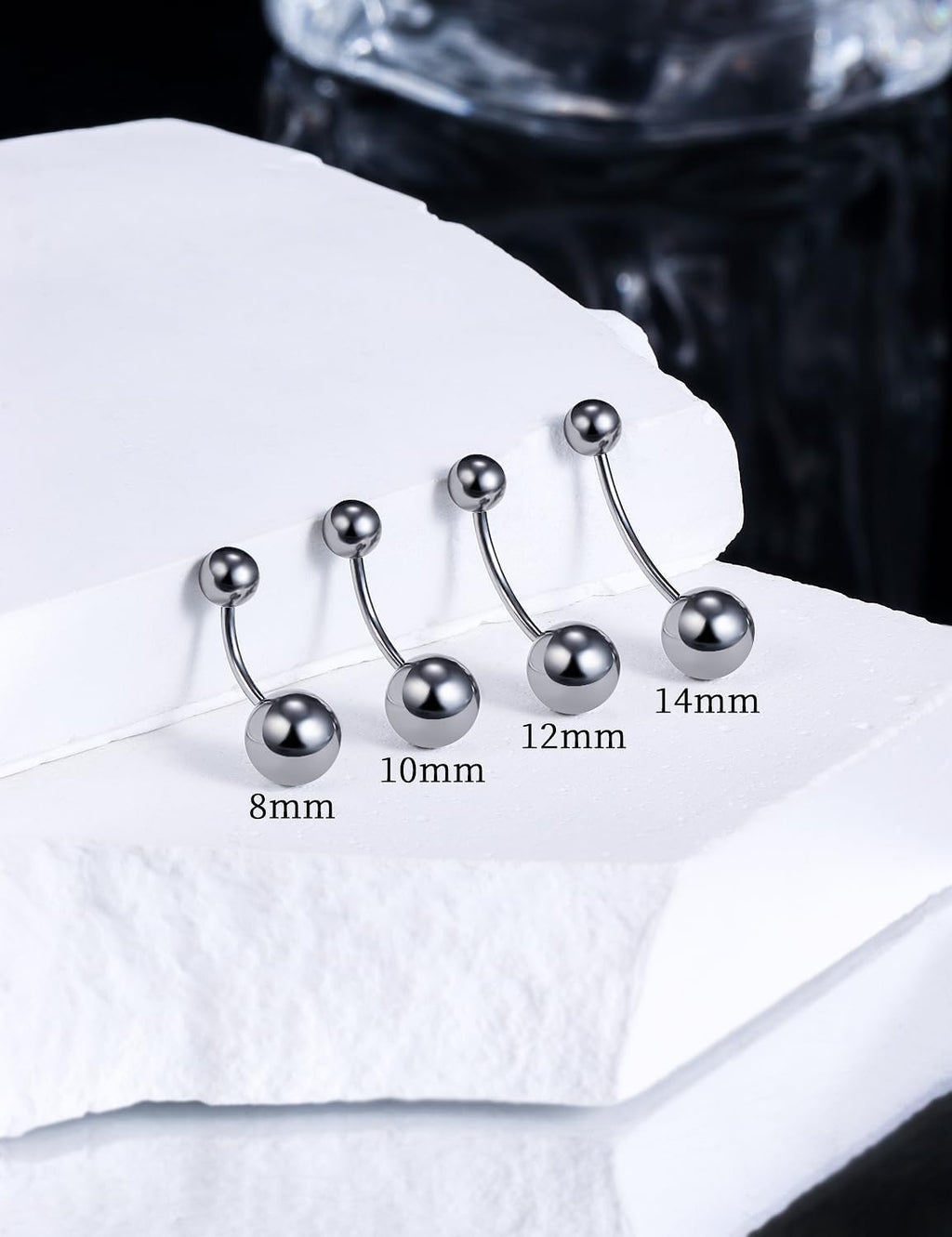 14G 16G Astm F136 Titanium Belly Button Ring Piercing Jewelry Navel Rings Stud G23 Solid Titanium Belly Button Rings Barbell Piercing Jewelry for Women 8MM 10MM 12MM 14MM Bars - 我的商店我的商店我的商店