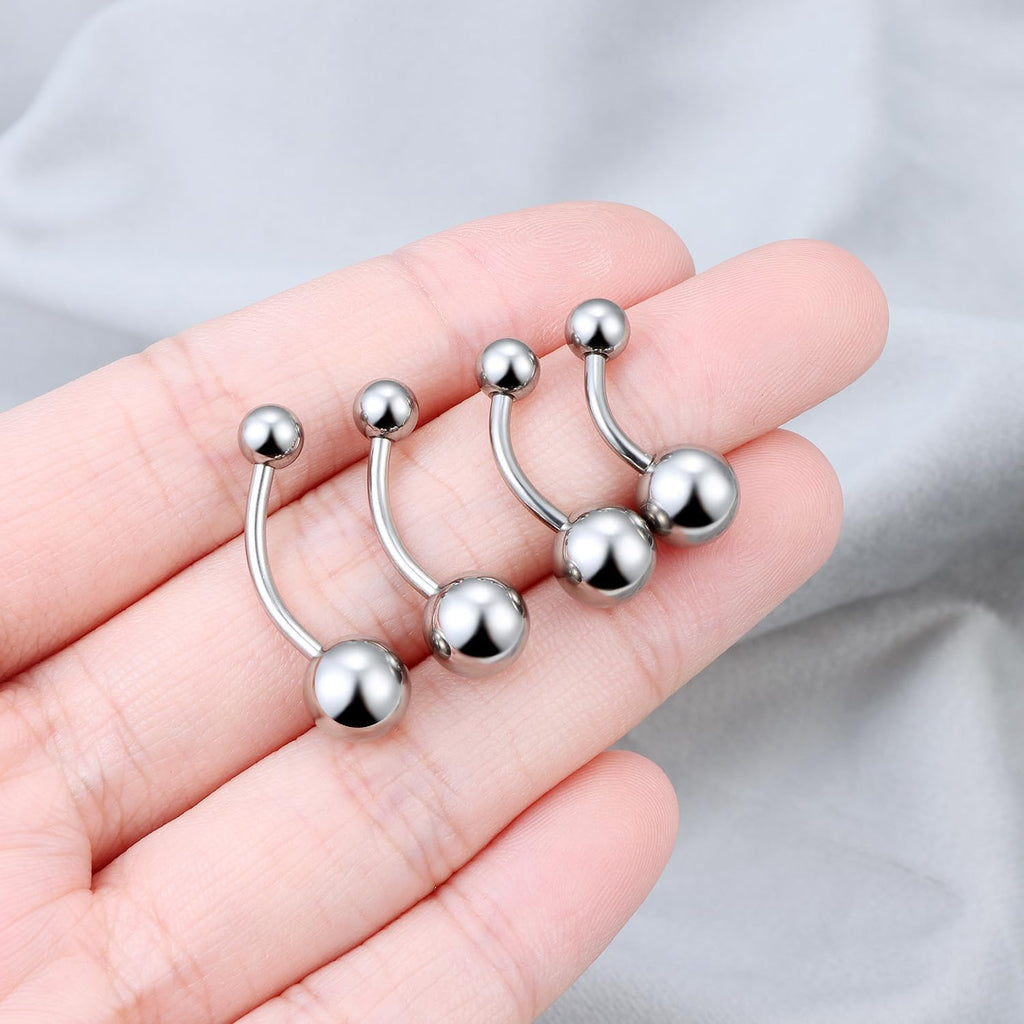14G 16G Astm F136 Titanium Belly Button Ring Piercing Jewelry Navel Rings Stud G23 Solid Titanium Belly Button Rings Barbell Piercing Jewelry for Women 8MM 10MM 12MM 14MM Bars - 我的商店我的商店我的商店
