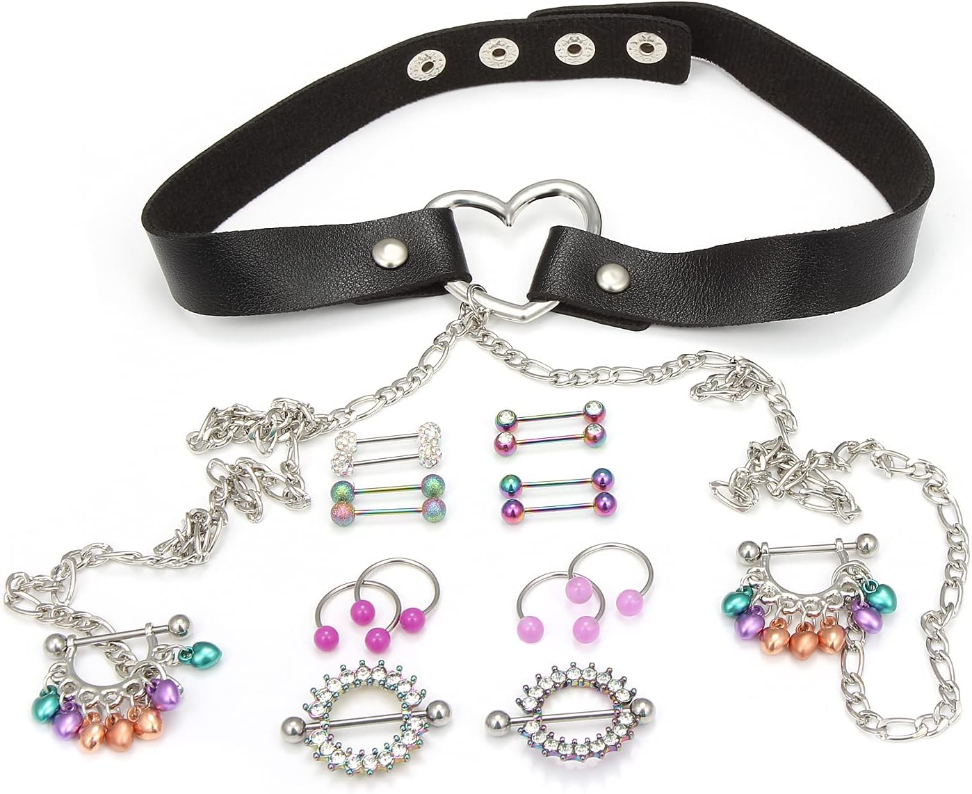 14G 16G Nipple Rings for Women Surgical Steel Purple Nipple Tongue Shield Barbell Ring Bar Nipplerings Body Piercing Jewelry for Women - QIAO CrystalQIAO CrystalQIAO Crystal