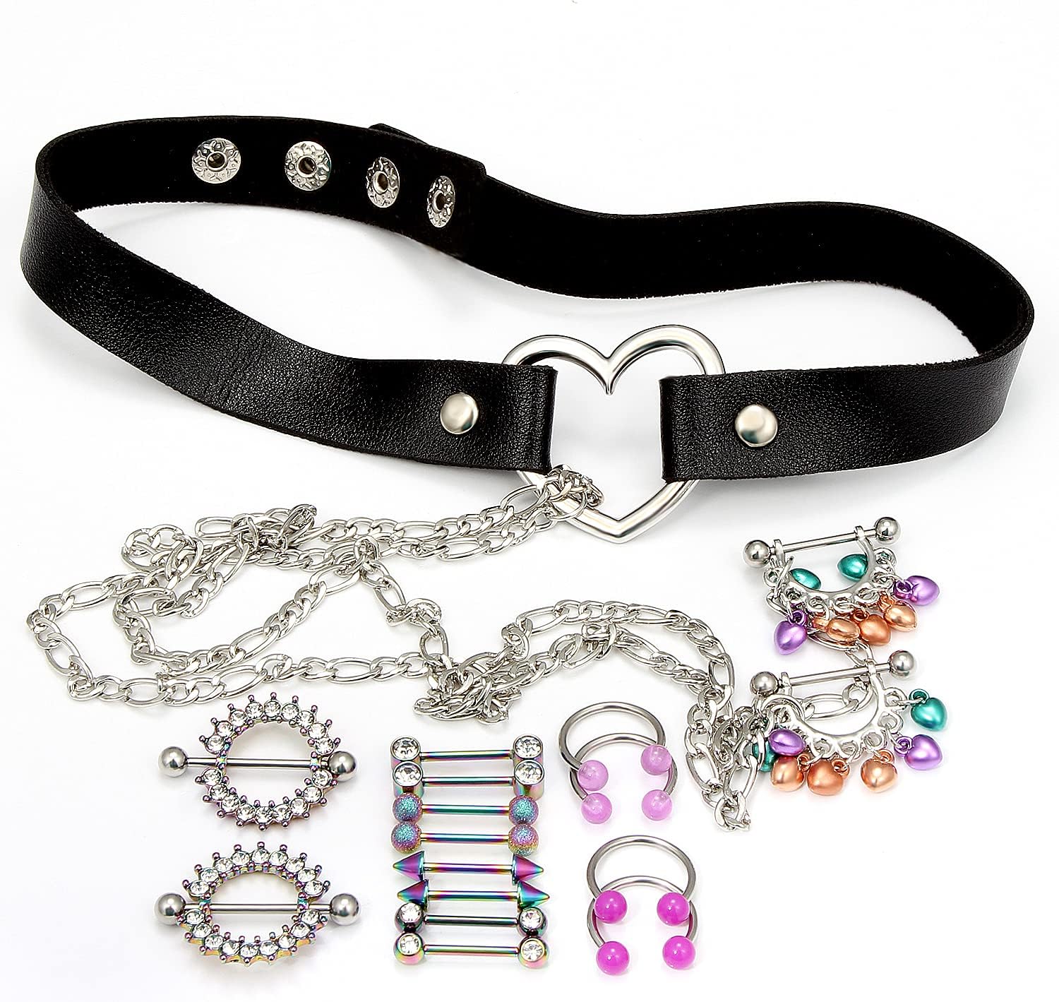 14G 16G Nipple Rings for Women Surgical Steel Purple Nipple Tongue Shield Barbell Ring Bar Nipplerings Body Piercing Jewelry for Women - QIAO CrystalQIAO CrystalQIAO Crystal