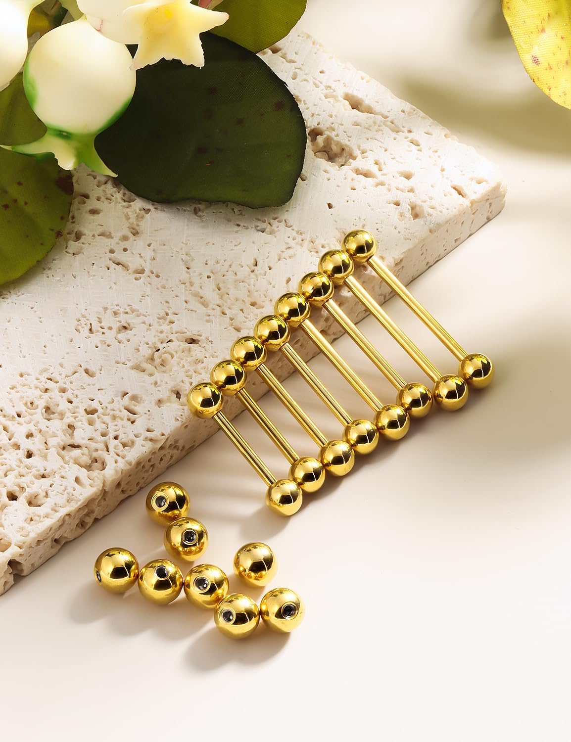 14G 16G Nipple Tongue Rings Stainless Steel Straight Barbells Piercing Jewelry Short Long Bar Silver Black Gold Bridge Piercings For Women Men 12Mm 14Mm 16Mm 18Mm Length Ball Size 5MM 6MM - QIAO CrystalQIAO CrystalQIAO Crystal