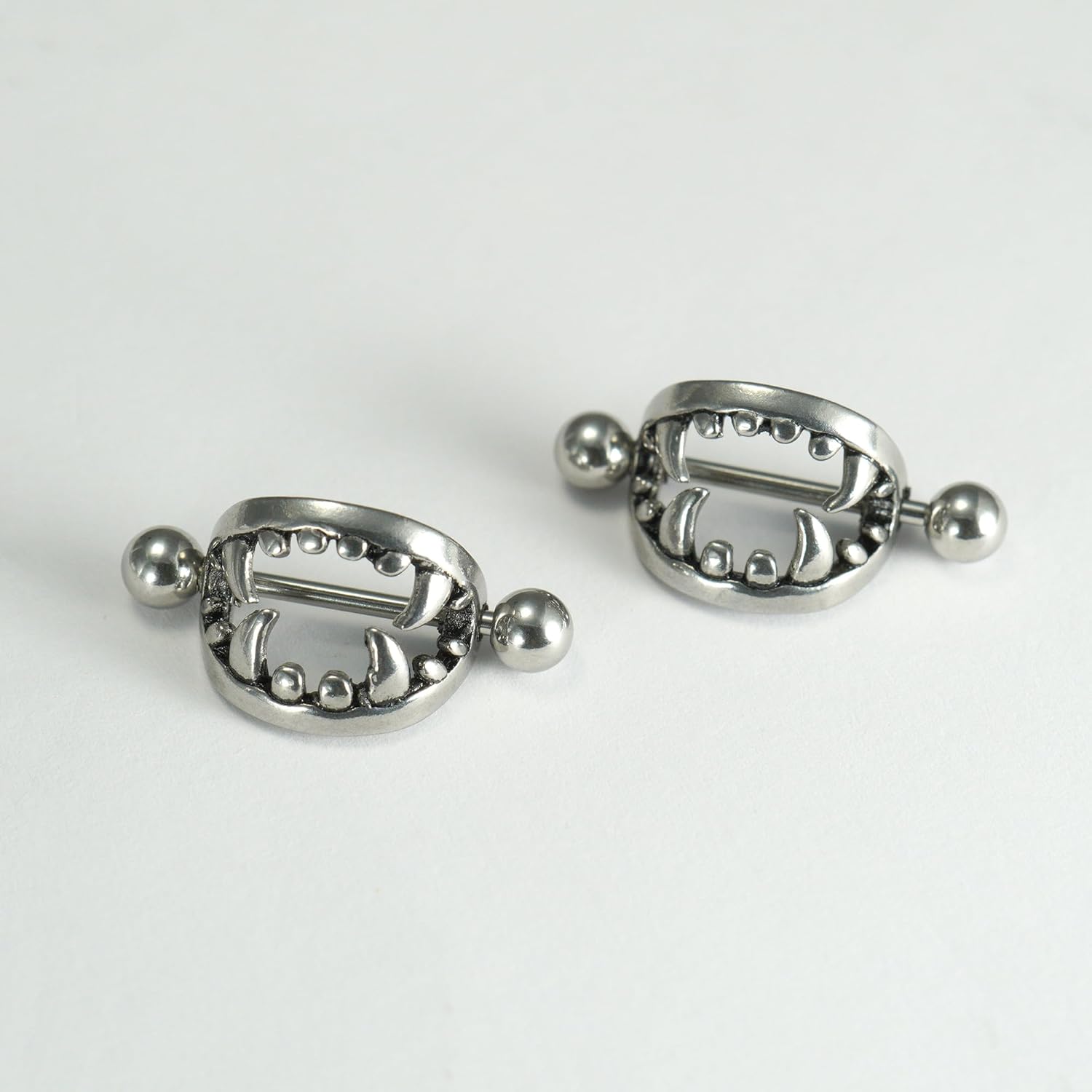 14G 16G Spooky Nipple Piercing Jewelry for Halloween, Vampire Skull Nipple Rings Surgical Steel for Men and Women, Nipple Shields Barbell Rings - QIAO CrystalQIAO CrystalQIAO Crystal