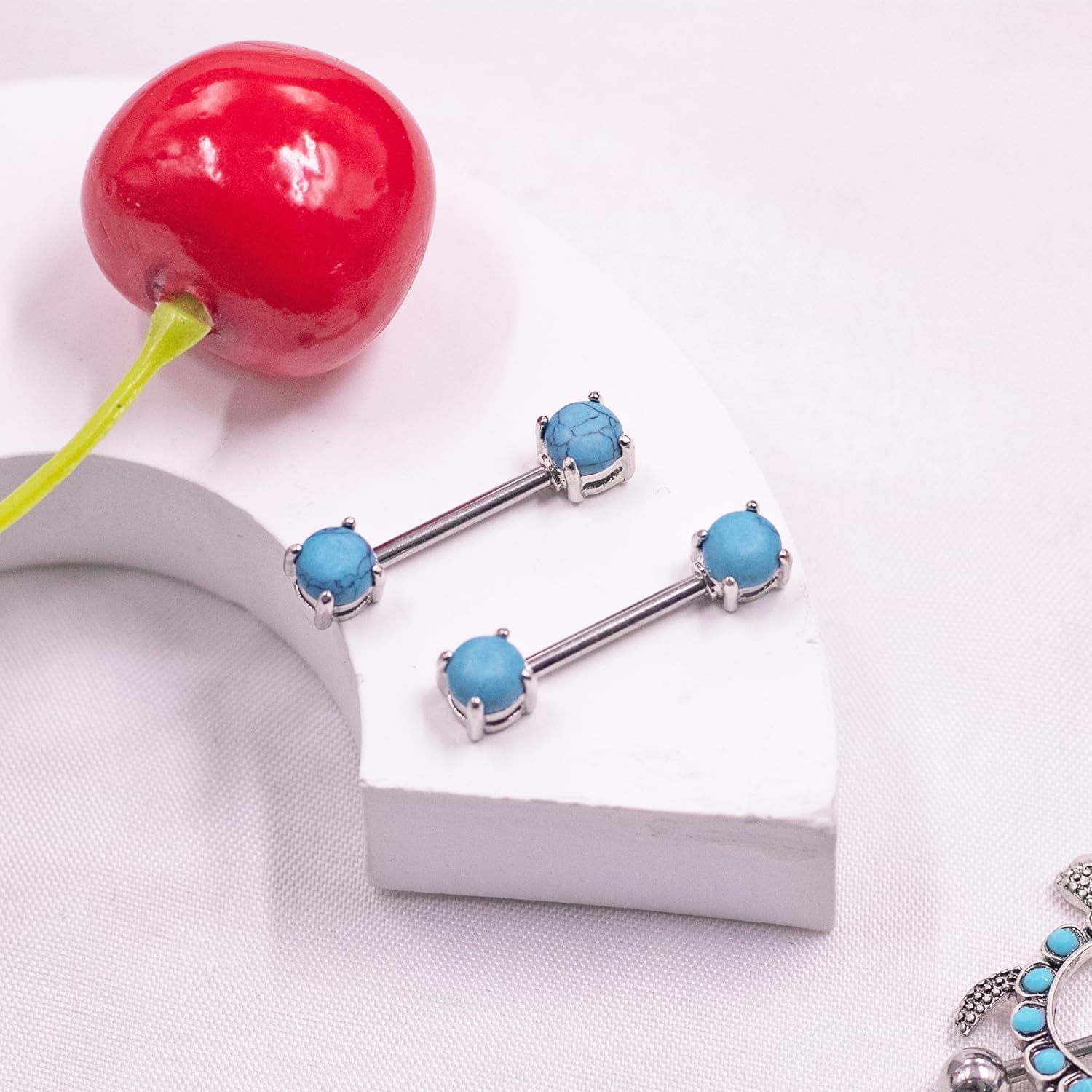 14G 316L Cute Animal Nipple Rings Stainless Steel Turtle,Cat,Rabbit Nipple Barbell Rings Body Piercing Jewelry for Women - QIAO CrystalQIAO CrystalQIAO Crystal