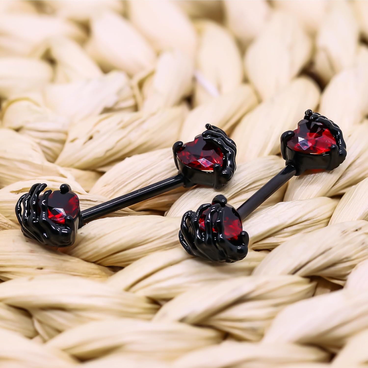 14G 316L Surgial Steel Halloween Nipple Barbell Rings Devil Heart Nipple Rings Nipple Piercing Jewelry for Women and Men - QIAO CrystalQIAO CrystalQIAO Crystal