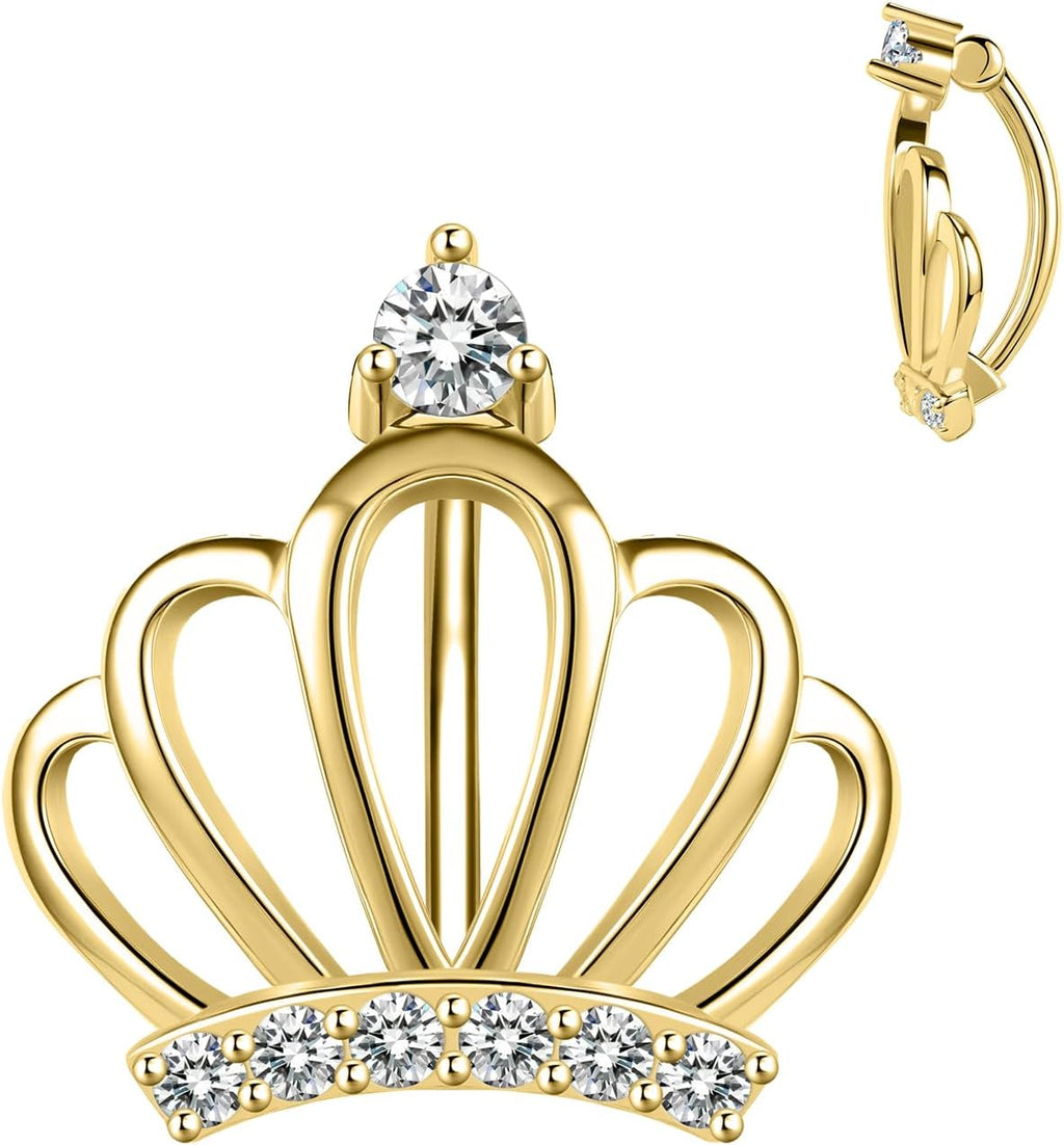 14G 925 Sterling Silver Clicker Belly Button Ring Crown Shape Belly Barbell Piercing 10/12mm Reverse Curved Hoop Navel Barbell Piercing Jewelry Silver Gold 1pc - 我的商店我的商店我的商店