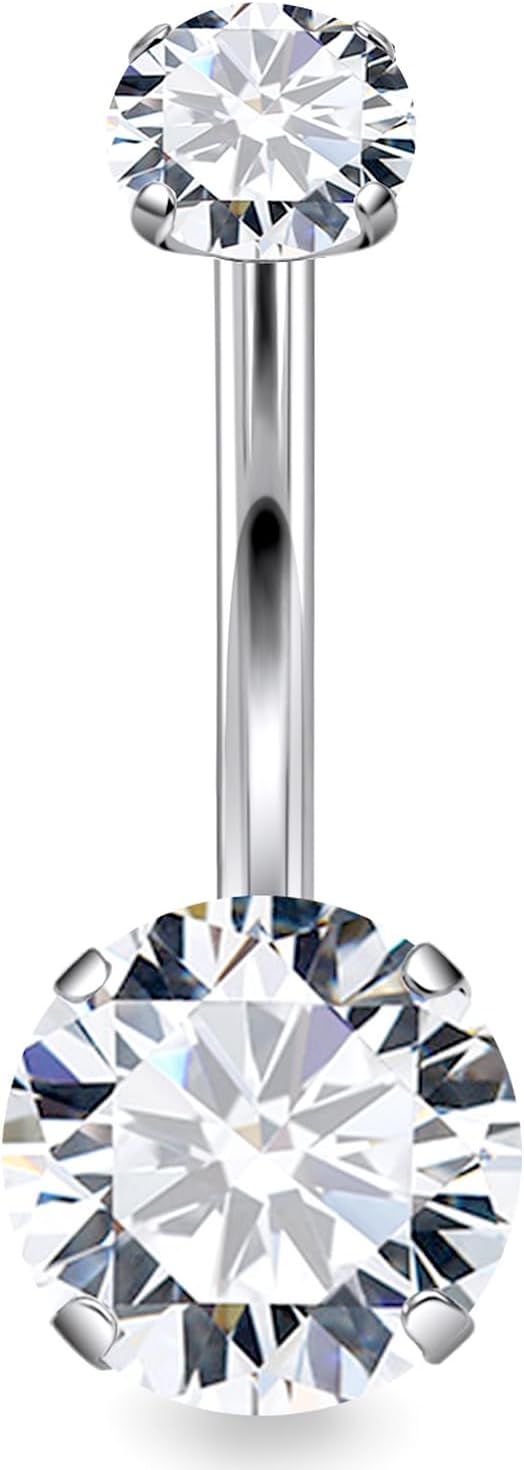 14G Astm F136 Titanium Internally Threaded Belly Button Ring Piercing Jewelry Cubic Zirconia Navel Rings Stud Belly Ring Barbell Piercing Jewelry for Women Men 10MM Bars - 我的商店我的商店我的商店