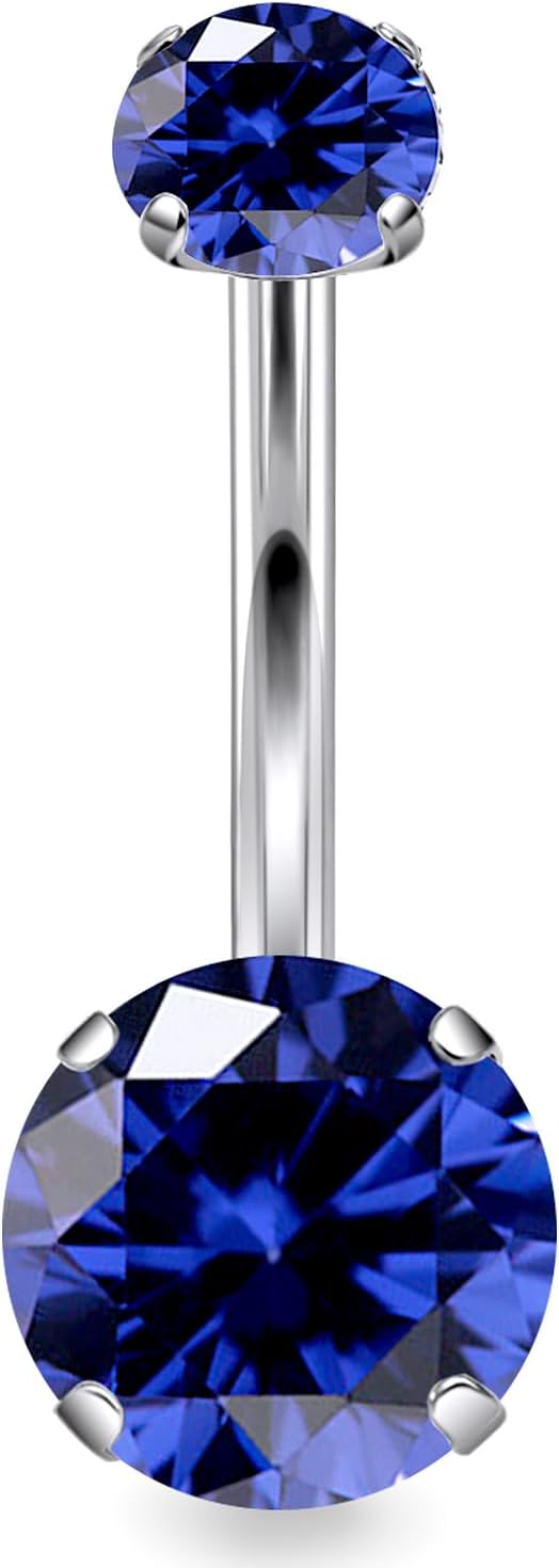 14G Astm F136 Titanium Internally Threaded Belly Button Ring Piercing Jewelry Cubic Zirconia Navel Rings Stud Belly Ring Barbell Piercing Jewelry for Women Men 10MM Bars - 我的商店我的商店我的商店