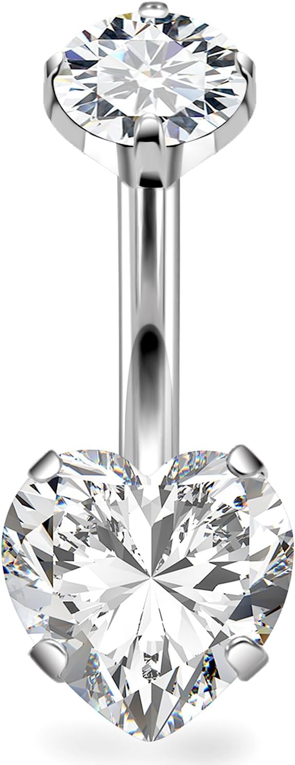 14G Astm F136 Titanium Internally Threaded Belly Button Ring Piercing Jewelry Cubic Zirconia Navel Rings Stud Belly Ring Barbell Piercing Jewelry for Women Men 10MM Bars - 我的商店我的商店我的商店