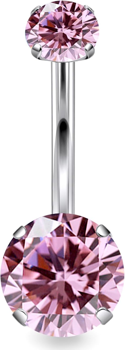 14G Astm F136 Titanium Internally Threaded Belly Button Ring Piercing Jewelry Cubic Zirconia Navel Rings Stud Belly Ring Barbell Piercing Jewelry for Women Men 10MM Bars - 我的商店我的商店我的商店