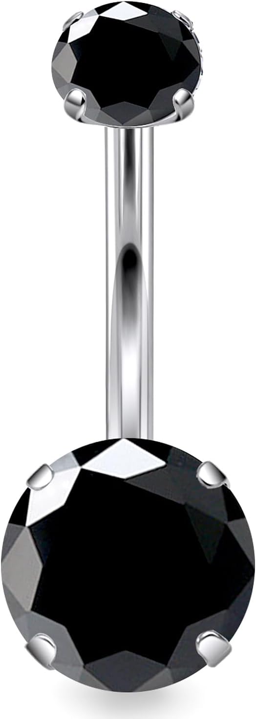 14G Astm F136 Titanium Internally Threaded Belly Button Ring Piercing Jewelry Cubic Zirconia Navel Rings Stud Belly Ring Barbell Piercing Jewelry for Women Men 10MM Bars - 我的商店我的商店我的商店