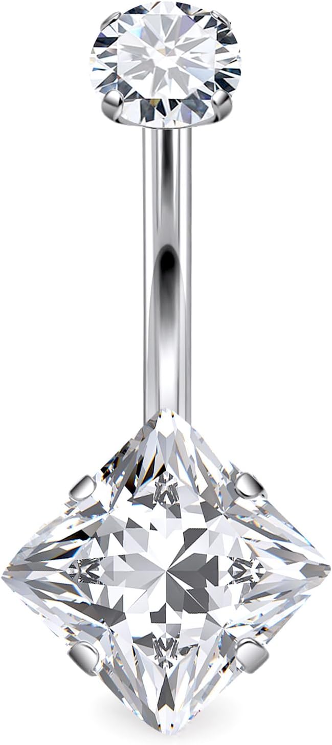 14G Astm F136 Titanium Internally Threaded Belly Button Ring Piercing Jewelry Cubic Zirconia Navel Rings Stud Belly Ring Barbell Piercing Jewelry for Women Men 10MM Bars - 我的商店我的商店我的商店