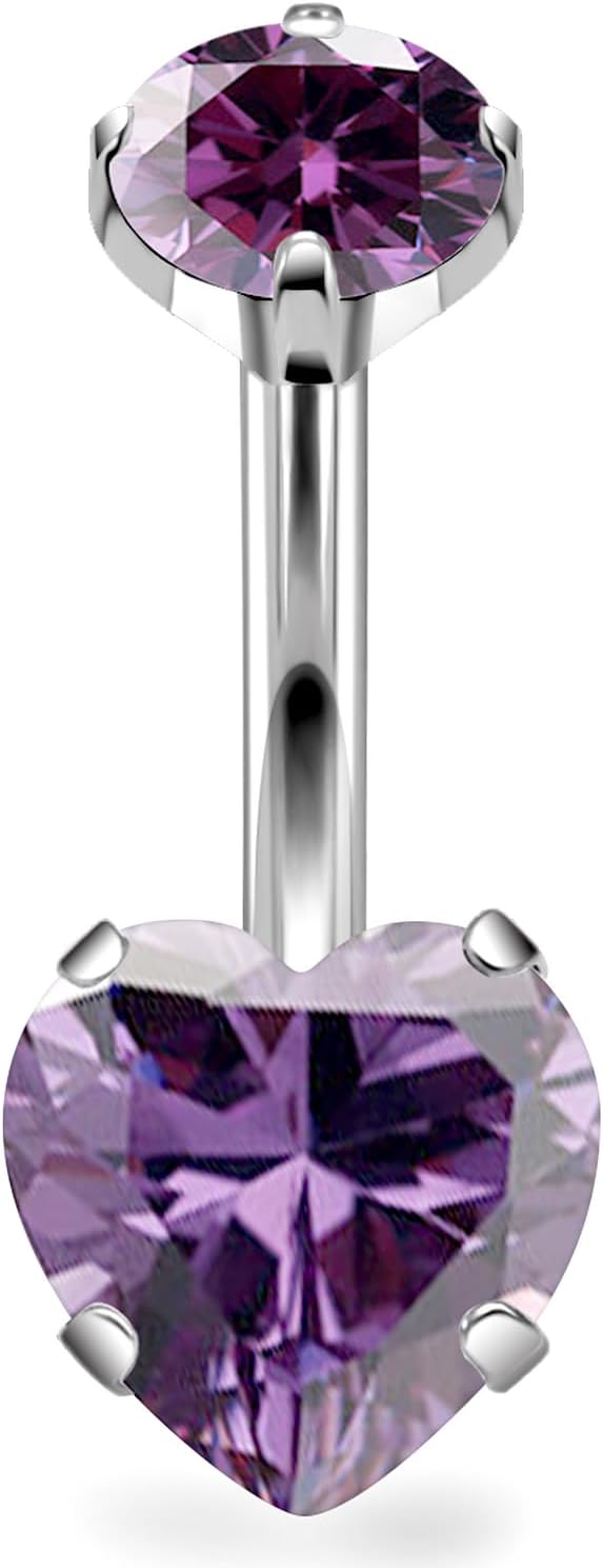 14G Astm F136 Titanium Internally Threaded Belly Button Ring Piercing Jewelry Cubic Zirconia Navel Rings Stud Belly Ring Barbell Piercing Jewelry for Women Men 10MM Bars - 我的商店我的商店我的商店