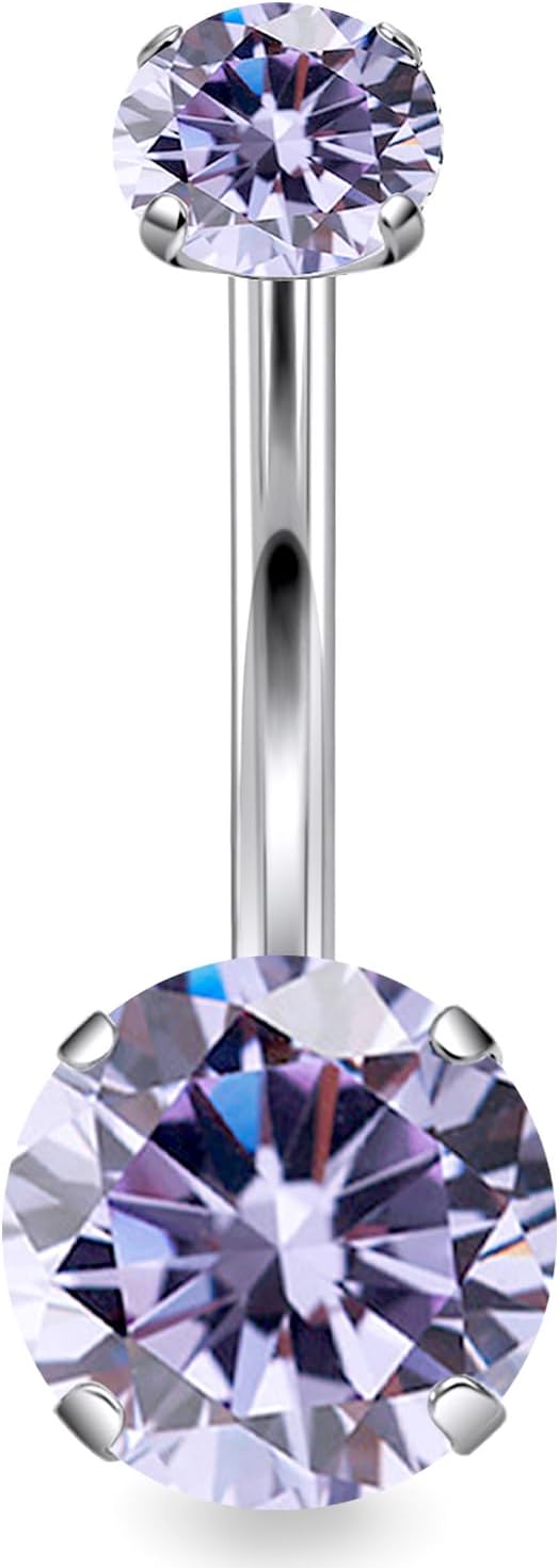 14G Astm F136 Titanium Internally Threaded Belly Button Ring Piercing Jewelry Cubic Zirconia Navel Rings Stud Belly Ring Barbell Piercing Jewelry for Women Men 10MM Bars - 我的商店我的商店我的商店