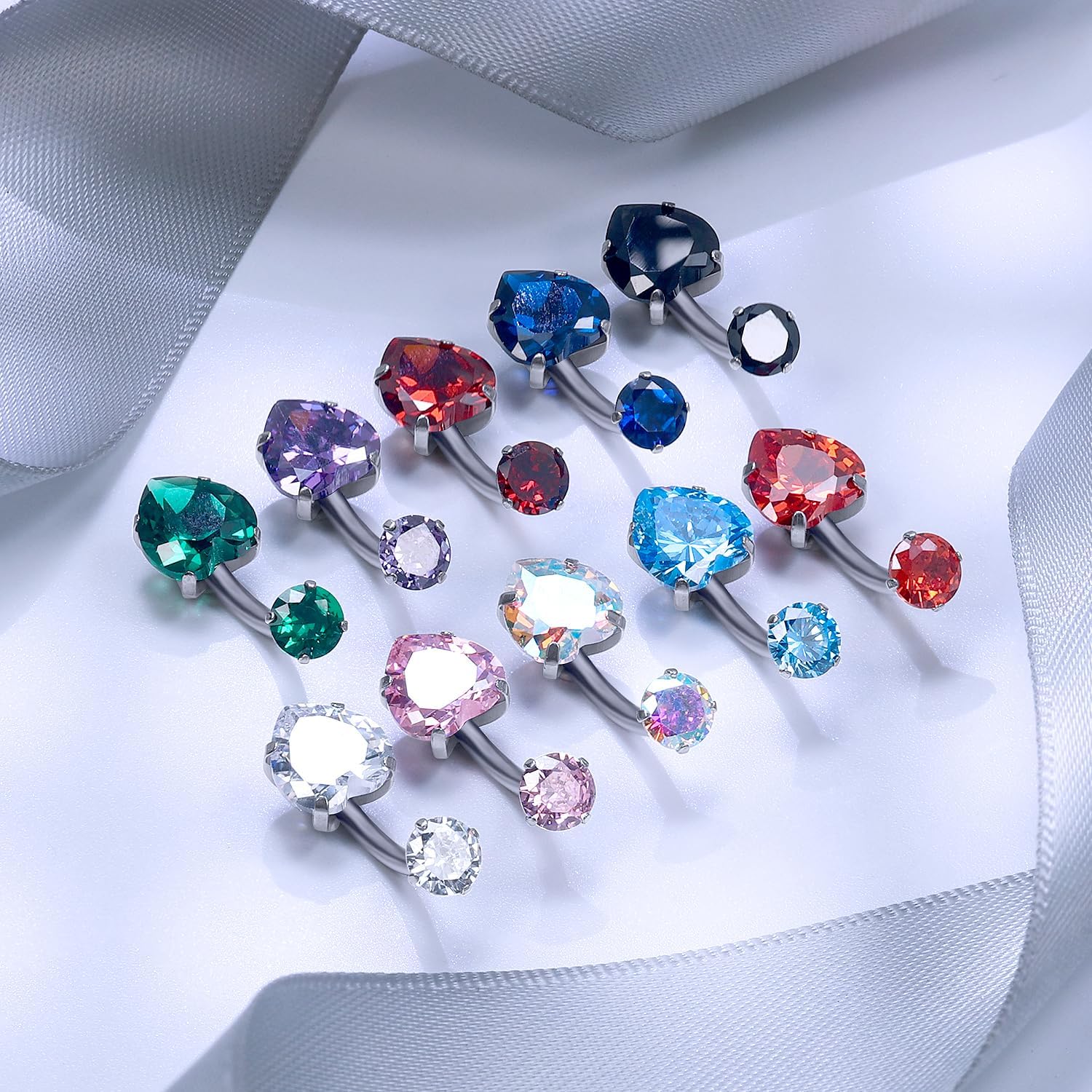 14G Astm F136 Titanium Internally Threaded Belly Button Ring Piercing Jewelry Cubic Zirconia Navel Rings Stud Belly Ring Barbell Piercing Jewelry for Women Men 10MM Bars - 我的商店我的商店我的商店