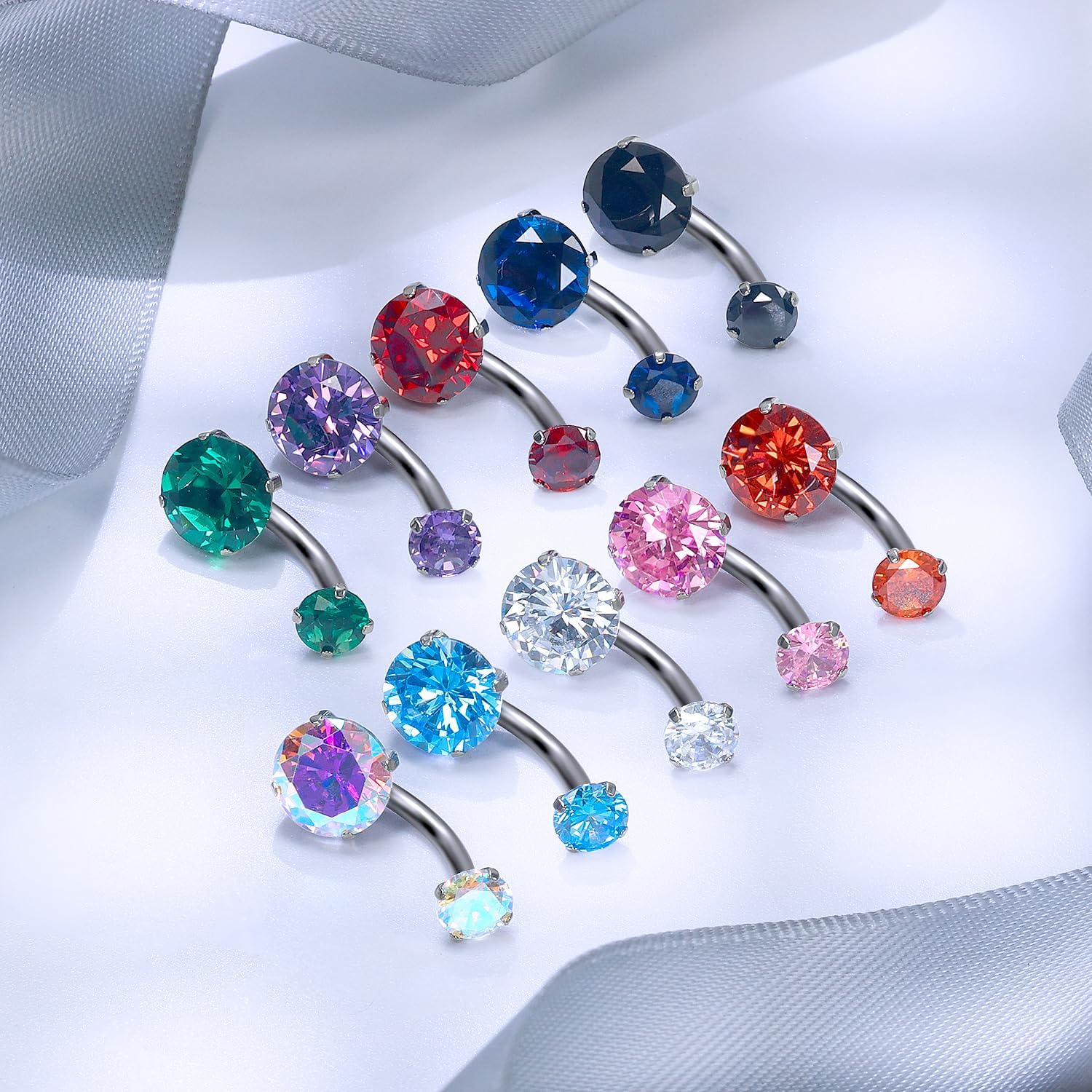 14G Astm F136 Titanium Internally Threaded Belly Button Ring Piercing Jewelry Cubic Zirconia Navel Rings Stud Belly Ring Barbell Piercing Jewelry for Women Men 10MM Bars - 我的商店我的商店我的商店