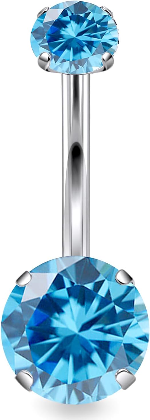 14G Astm F136 Titanium Internally Threaded Belly Button Ring Piercing Jewelry Cubic Zirconia Navel Rings Stud Belly Ring Barbell Piercing Jewelry for Women Men 10MM Bars - 我的商店我的商店我的商店