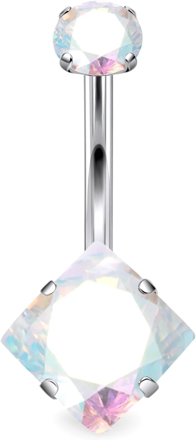 14G Astm F136 Titanium Internally Threaded Belly Button Ring Piercing Jewelry Cubic Zirconia Navel Rings Stud Belly Ring Barbell Piercing Jewelry for Women Men 10MM Bars - 我的商店我的商店我的商店