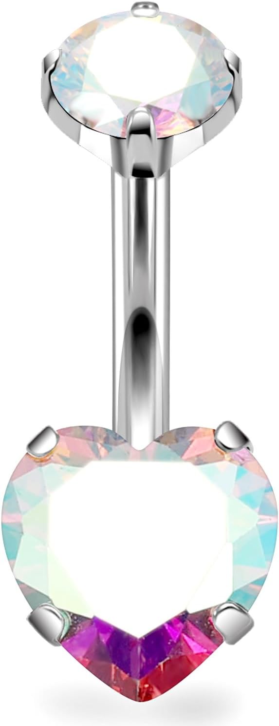 14G Astm F136 Titanium Internally Threaded Belly Button Ring Piercing Jewelry Cubic Zirconia Navel Rings Stud Belly Ring Barbell Piercing Jewelry for Women Men 10MM Bars - 我的商店我的商店我的商店