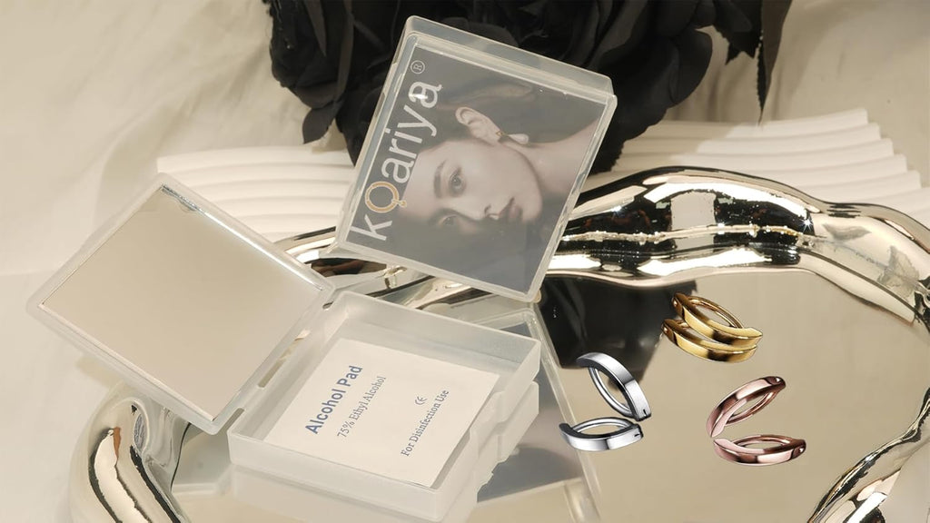 14G belly button ring Clicker belly ring - Surgical Steel, Mirror Travel Case & Waterproof Pouch Options - 我的商店我的商店我的商店