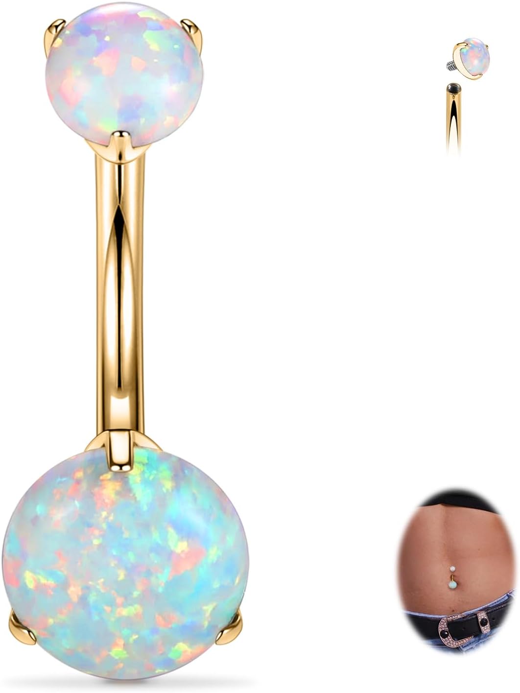 14G Belly Button Ring Titanium Belly Button Piercing Belly Ring Internally Threaded Navel Piercing Jewelry - 我的商店我的商店我的商店