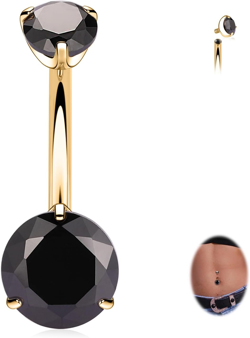 14G Belly Button Ring Titanium Belly Button Piercing Belly Ring Internally Threaded Navel Piercing Jewelry - 我的商店我的商店我的商店