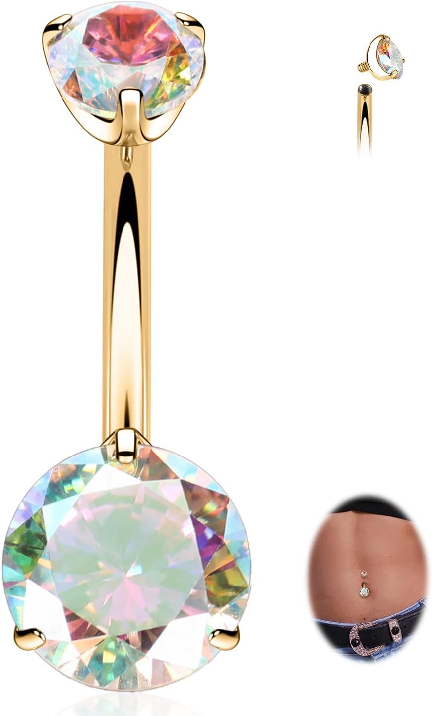 14G Belly Button Ring Titanium Belly Button Piercing Belly Ring Internally Threaded Navel Piercing Jewelry - 我的商店我的商店我的商店