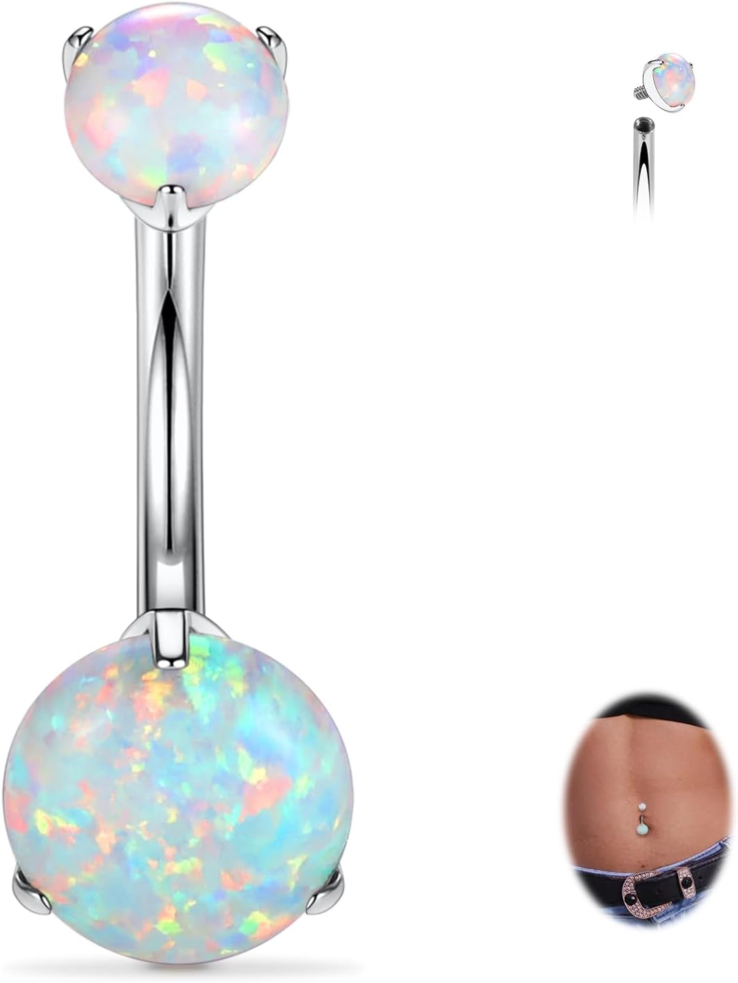 14G Belly Button Ring Titanium Belly Button Piercing Belly Ring Internally Threaded Navel Piercing Jewelry - 我的商店我的商店我的商店