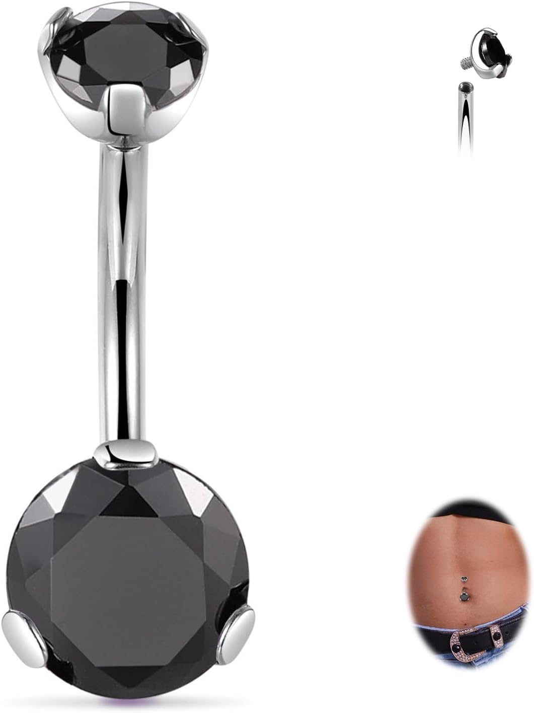 14G Belly Button Ring Titanium Belly Button Piercing Belly Ring Internally Threaded Navel Piercing Jewelry - 我的商店我的商店我的商店