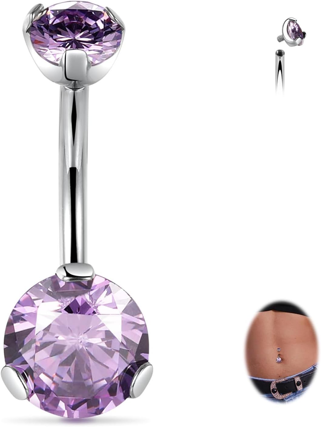 14G Belly Button Ring Titanium Belly Button Piercing Belly Ring Internally Threaded Navel Piercing Jewelry - 我的商店我的商店我的商店