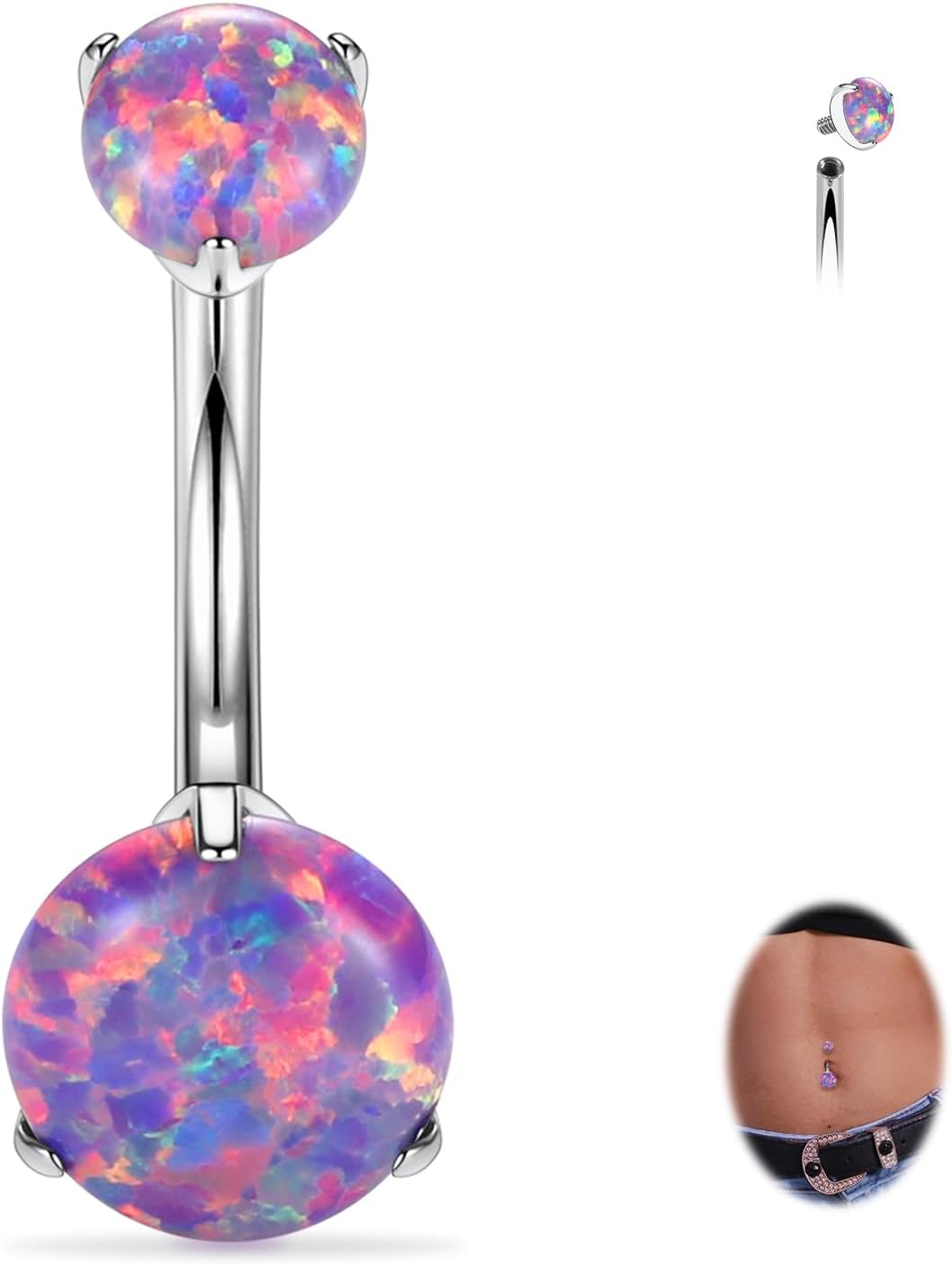 14G Belly Button Ring Titanium Belly Button Piercing Belly Ring Internally Threaded Navel Piercing Jewelry - 我的商店我的商店我的商店