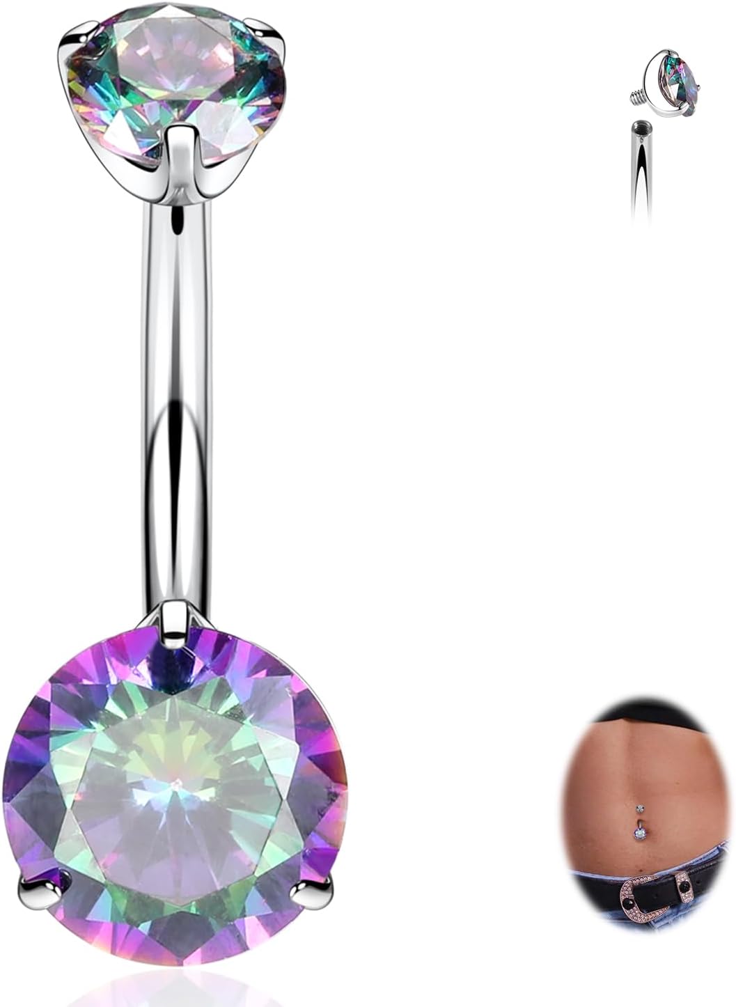 14G Belly Button Ring Titanium Belly Button Piercing Belly Ring Internally Threaded Navel Piercing Jewelry - 我的商店我的商店我的商店