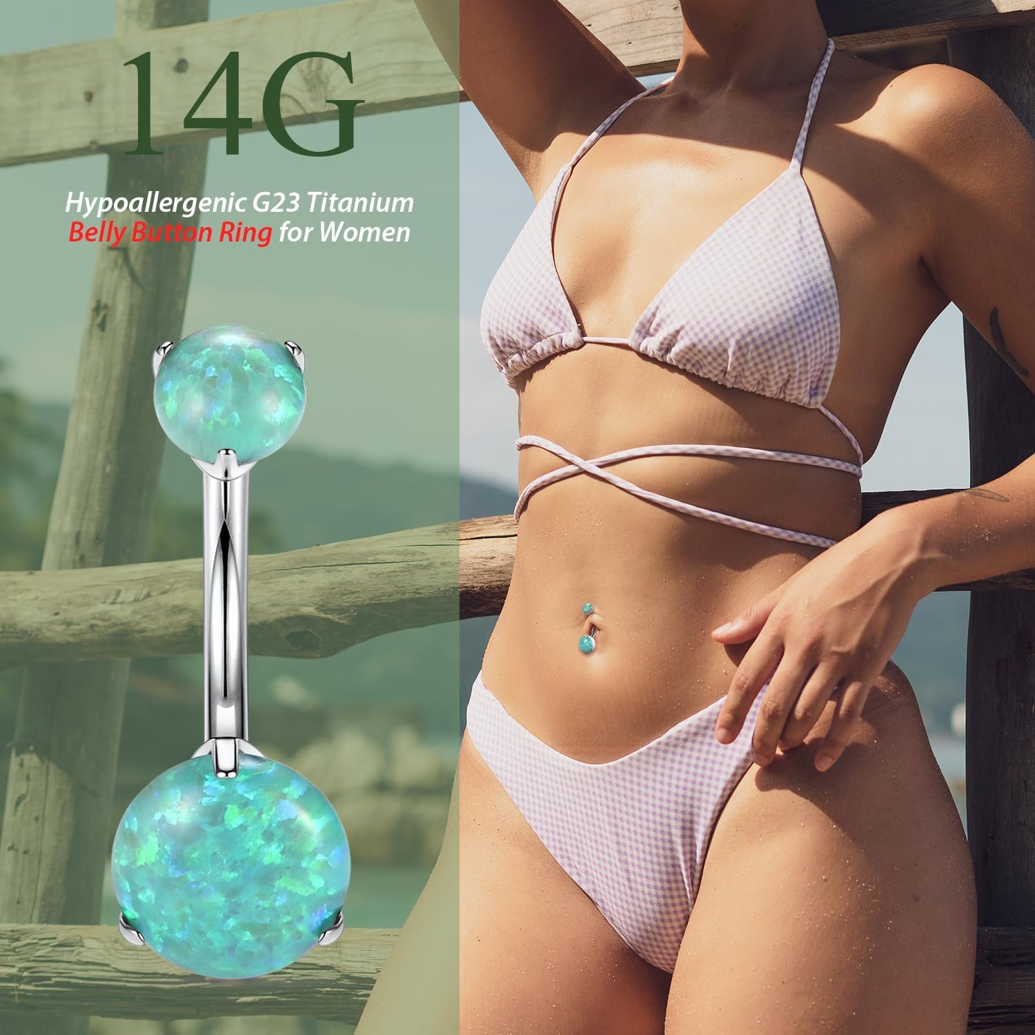 14G Belly Button Ring Titanium Belly Button Piercing Belly Ring Internally Threaded Navel Piercing Jewelry - 我的商店我的商店我的商店
