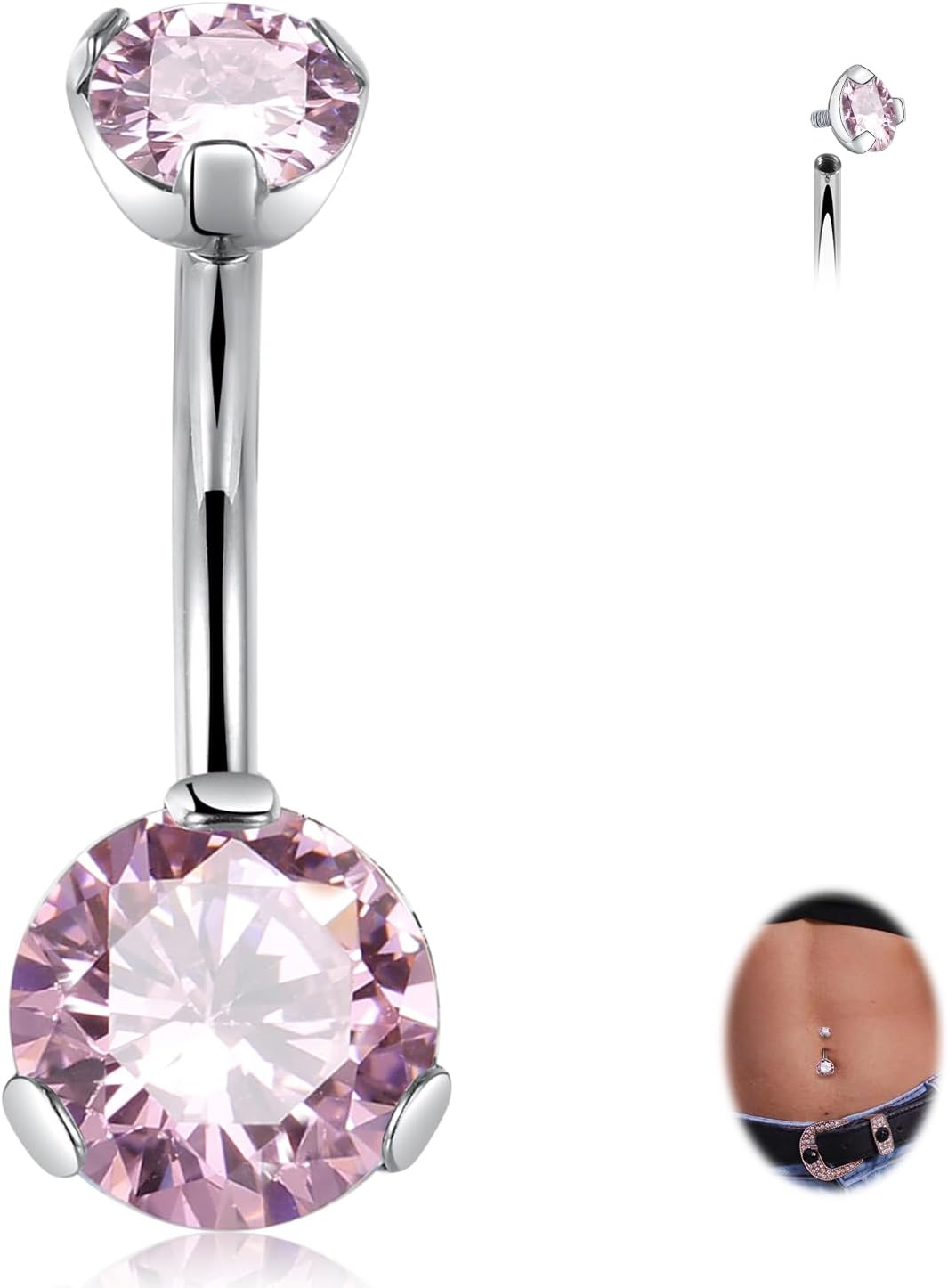 14G Belly Button Ring Titanium Belly Button Piercing Belly Ring Internally Threaded Navel Piercing Jewelry - 我的商店我的商店我的商店