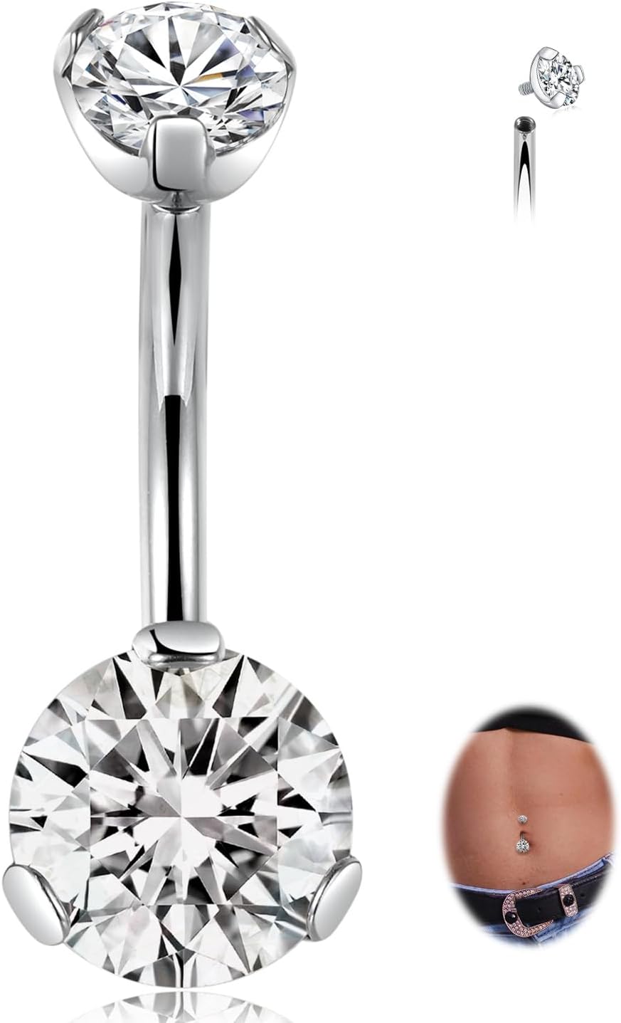 14G Belly Button Ring Titanium Belly Button Piercing Belly Ring Internally Threaded Navel Piercing Jewelry - 我的商店我的商店我的商店