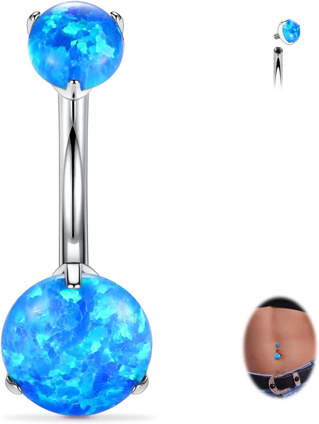 14G Belly Button Ring Titanium Belly Button Piercing Belly Ring Internally Threaded Navel Piercing Jewelry - 我的商店我的商店我的商店