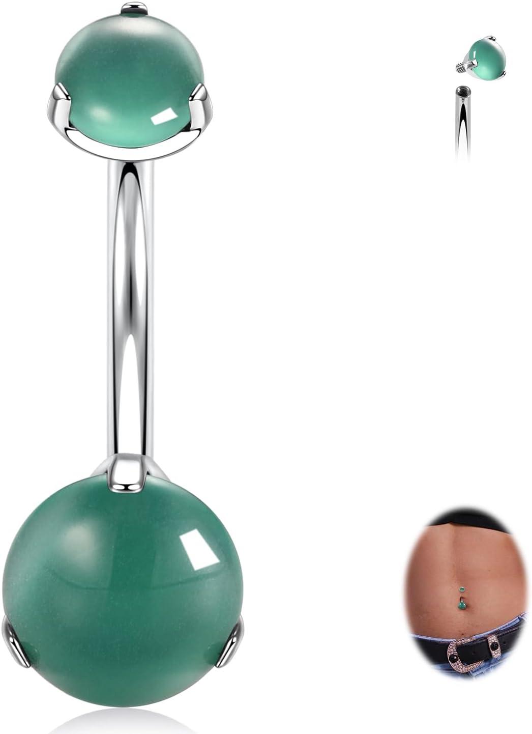 14G Belly Button Ring Titanium Belly Button Piercing Belly Ring Internally Threaded Navel Piercing Jewelry - 我的商店我的商店我的商店