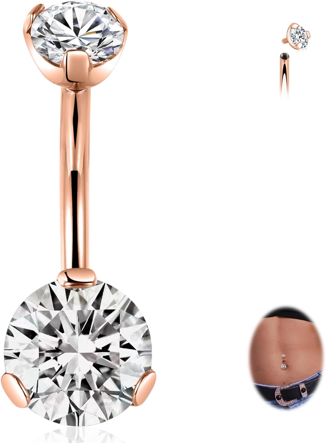 14G Belly Button Ring Titanium Belly Button Piercing Belly Ring Internally Threaded Navel Piercing Jewelry - 我的商店我的商店我的商店