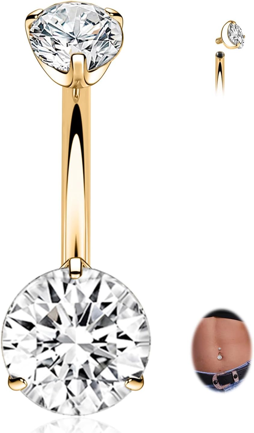 14G Belly Button Ring Titanium Belly Button Piercing Belly Ring Internally Threaded Navel Piercing Jewelry - 我的商店我的商店我的商店