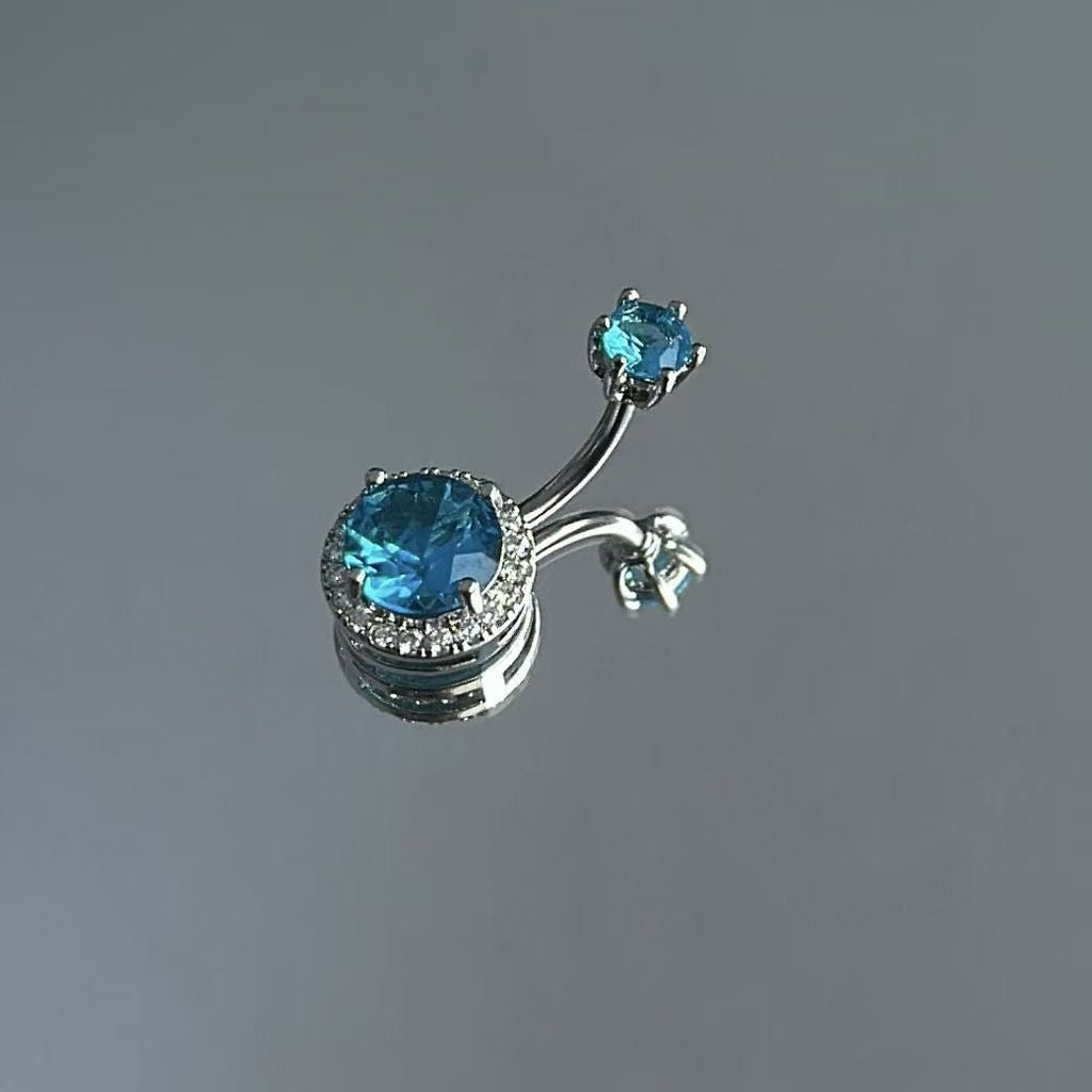 14G Belly Button Rings Surgical Stainless Steel Round Cubic Zirconia Navel Barbell Stud Body Piercing - QIAO Crystal我的商店QIAO Crystal