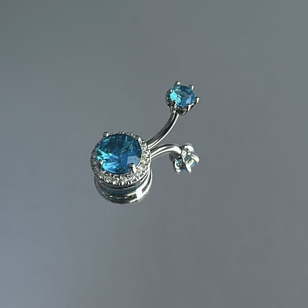 14G Belly Button Rings Surgical Stainless Steel Round Cubic Zirconia Navel Barbell Stud Body Piercing - QIAO Crystal我的商店QIAO Crystal