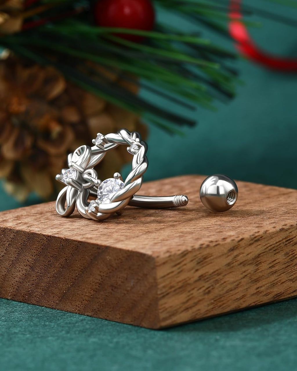 14G Christmas Belly Button Rings - Hinge Top Down Navel Rings for Women - Hypoallergenic Belly Piercing Jewelry - 我的商店我的商店我的商店