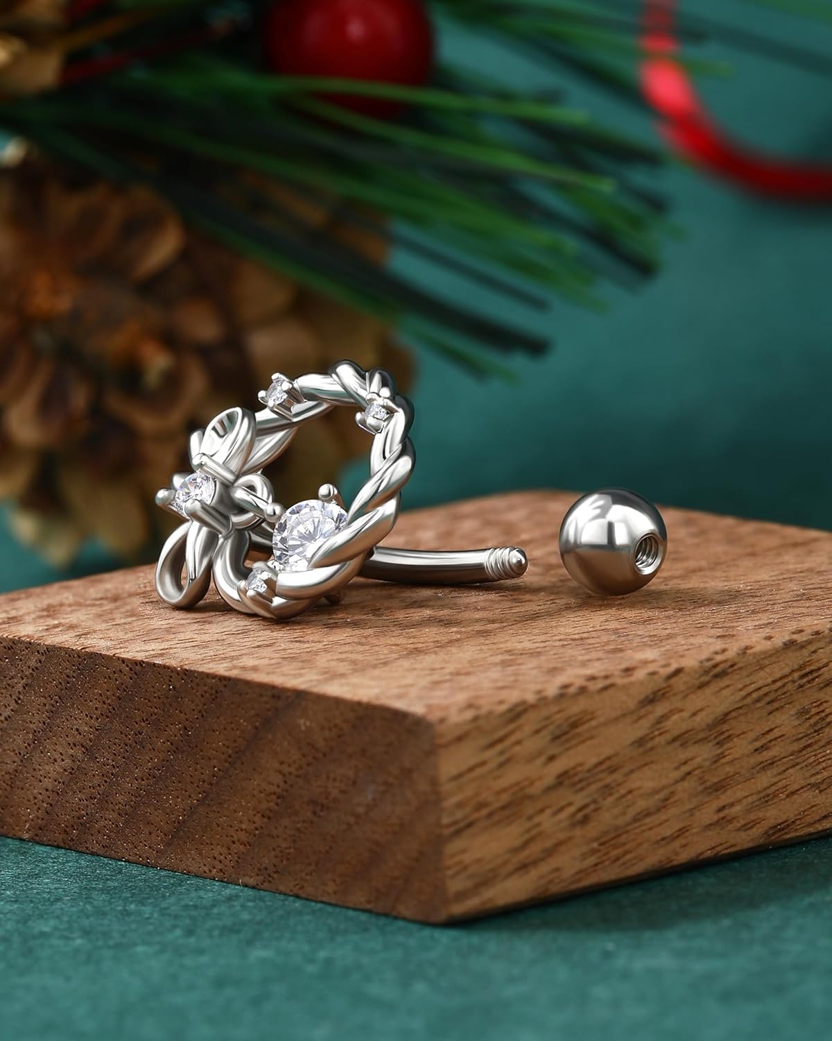 14G Christmas Belly Button Rings - Hinge Top Down Navel Rings for Women - Hypoallergenic Belly Piercing Jewelry - 我的商店我的商店我的商店