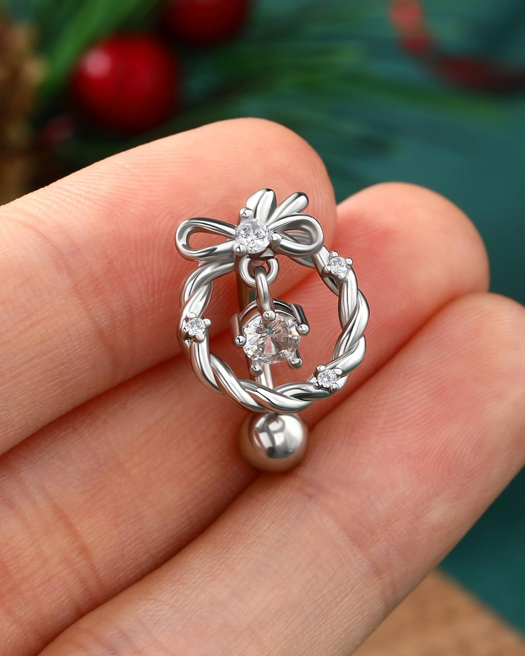 14G Christmas Belly Button Rings - Hinge Top Down Navel Rings for Women - Hypoallergenic Belly Piercing Jewelry - 我的商店我的商店我的商店