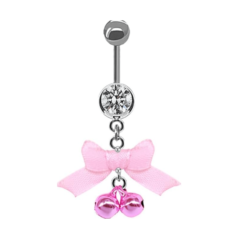 14G Christmas Colorful Jingle Bell Belly Button Ring for Women Stainless Steel Bowknot Star - QIAO Crystal我的商店QIAO Crystal
