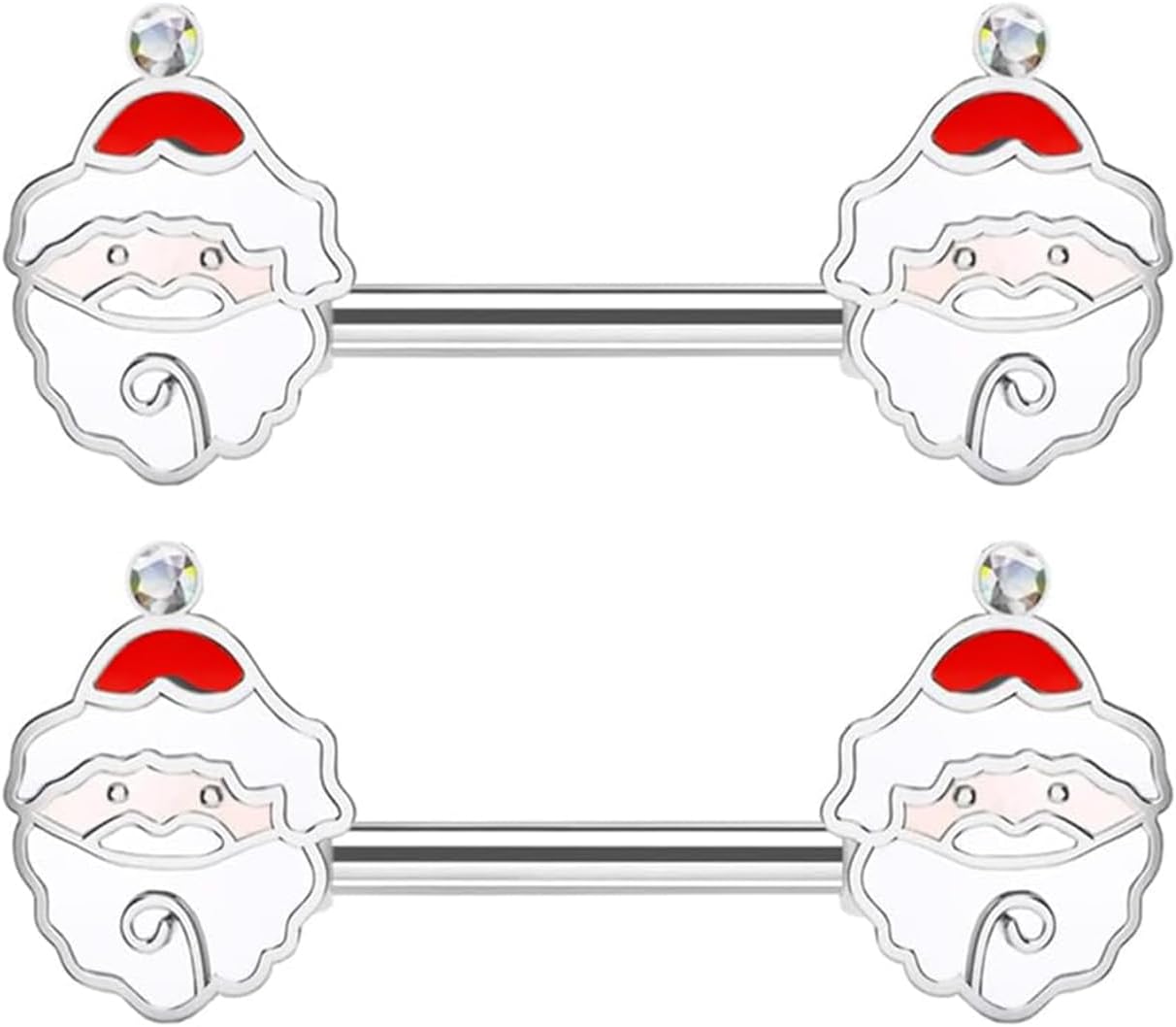 14G Christmas Nipple Barbell Santa Claus Ring 316L Surgical Stainless Steel Women's Nipple Rings for Christmas Tree Body Piercing Jewelry - 我的商店我的商店我的商店
