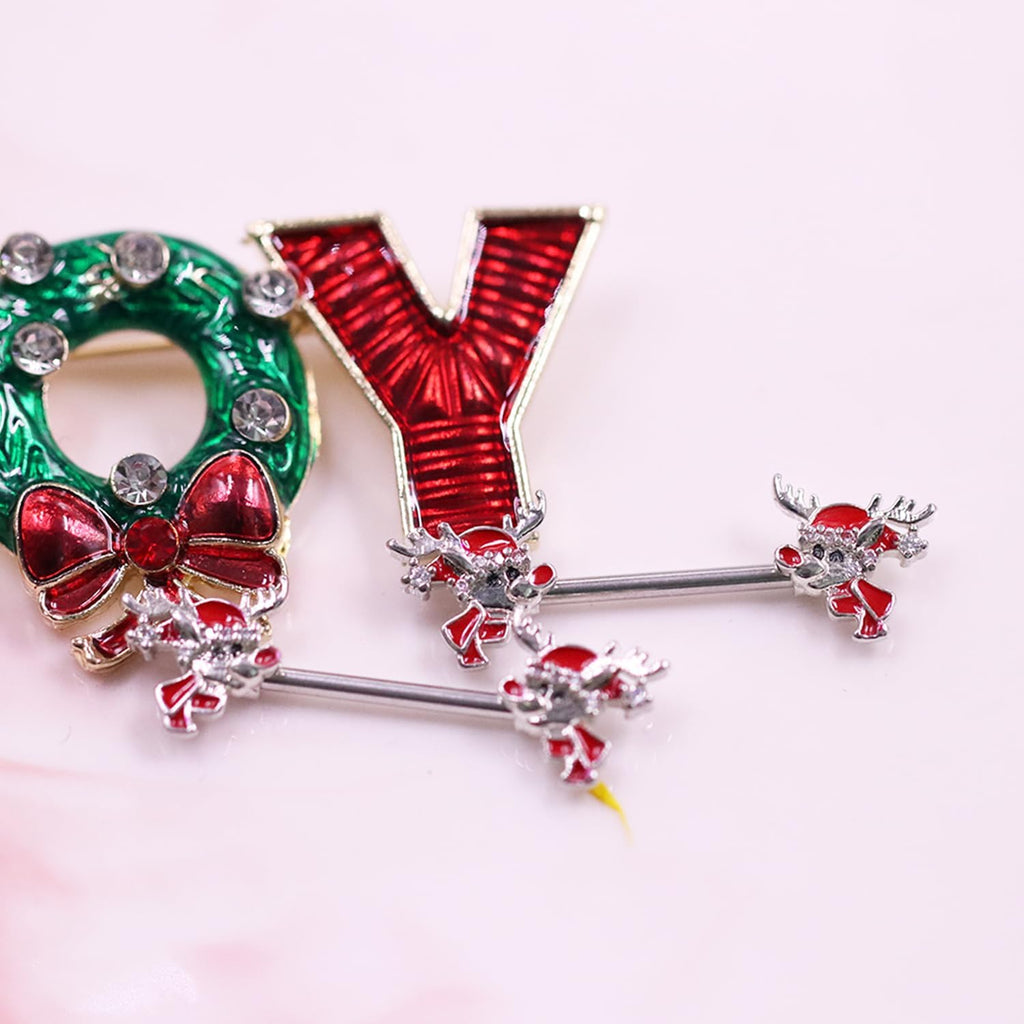 14G Christmas Nipple Barbell Santa Claus Ring 316L Surgical Stainless Steel Women's Nipple Rings for Christmas Tree Body Piercing Jewelry - 我的商店我的商店我的商店