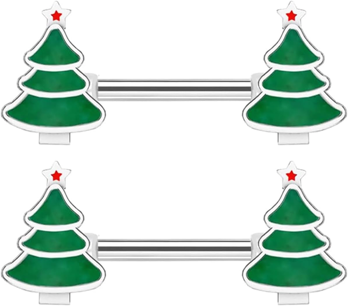 14G Christmas Nipple Barbell Santa Claus Ring 316L Surgical Stainless Steel Women's Nipple Rings for Christmas Tree Body Piercing Jewelry - 我的商店我的商店我的商店