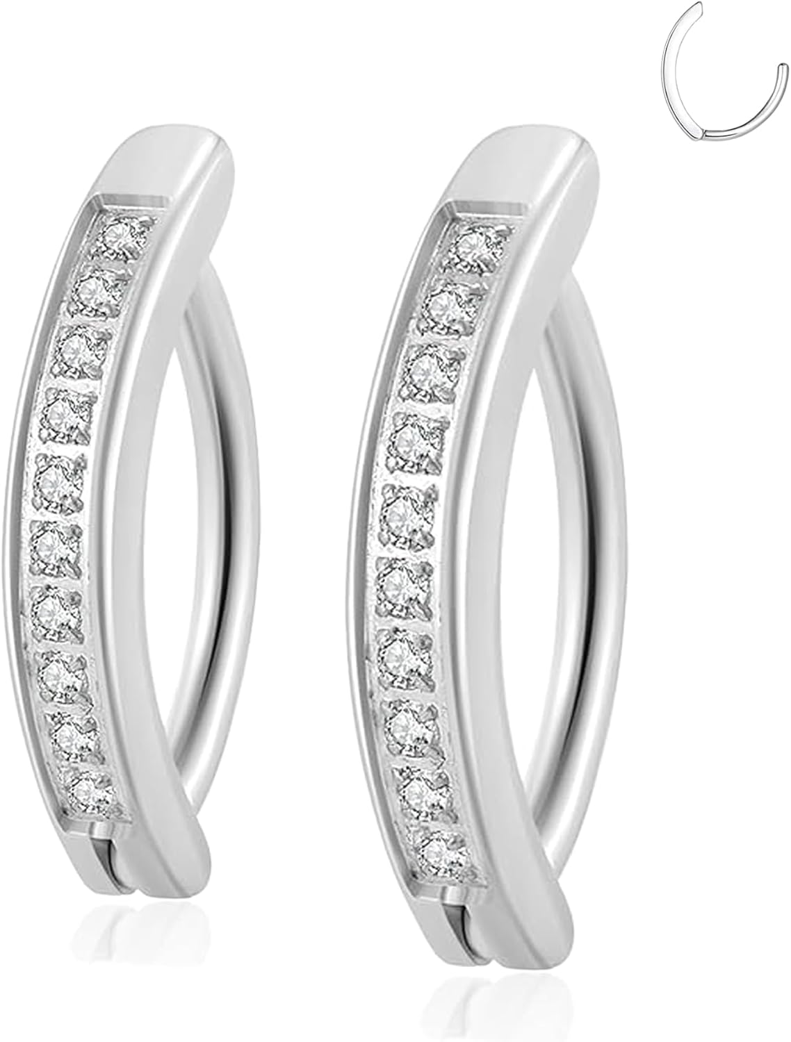 14G Clicker Belly Button Ring，Surgical Stainless Steel Hinged Belly Button Rings Belly Barbell Piercing Navel Barbell Body Jewelry 2PCS - 我的商店我的商店我的商店